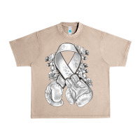 French Oak Lung Cancer white ribbon with boxing gloves Urban Heavy Tee - NancyCooperArtShop