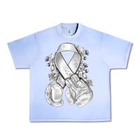 Grape Ice Lung Cancer white ribbon with boxing gloves Urban Heavy Tee - NancyCooperArtShop