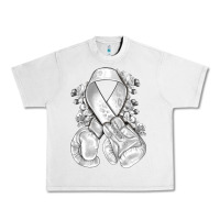 Lunar Rock Lung Cancer white ribbon with boxing gloves Urban Heavy Tee - NancyCooperArtShop