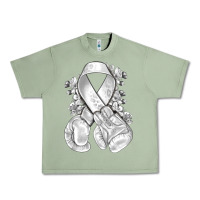 Oil Green Lung Cancer white ribbon with boxing gloves Urban Heavy Tee - NancyCooperArtShop