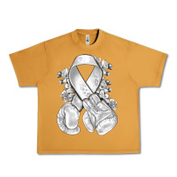 Peanut Butter Lung Cancer white ribbon with boxing gloves Urban Heavy Tee - NancyCooperArtShop