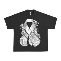 Pigment Black Lung Cancer white ribbon with boxing gloves Urban Heavy Tee - NancyCooperArtShop
