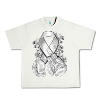 Pistachio Lung Cancer white ribbon with boxing gloves Urban Heavy Tee - NancyCooperArtShop