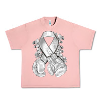 Salmon Lung Cancer white ribbon with boxing gloves Urban Heavy Tee - NancyCooperArtShop