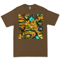 Cacao Leopard Digital Camera And Sunflowers With Camouflage Seamless Pattern Premium Tee - BundleAndBundleShop