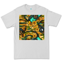 Dove Grey Leopard Digital Camera And Sunflowers With Camouflage Seamless Pattern Premium Tee - BundleAndBundleShop