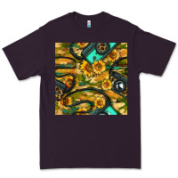 Plum Leopard Digital Camera And Sunflowers With Camouflage Seamless Pattern Premium Tee - BundleAndBundleShop
