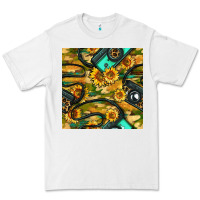 White Leopard Digital Camera And Sunflowers With Camouflage Seamless Pattern Premium Tee - BundleAndBundleShop