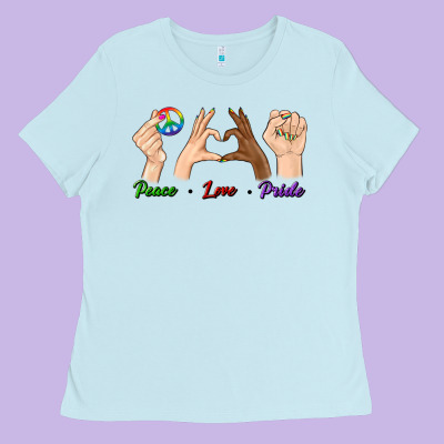 Peace Love Pride Ladies Tee Designed By Bundleandbundleshop