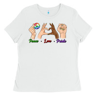 White Peace Love Pride Ladies Tee - BundleAndBundleShop