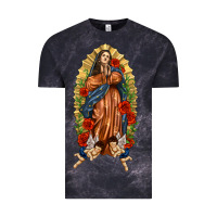 Cloud Black Lady of Guadalupe with Roses Vintage Tee - texasbilliewilder