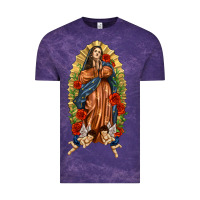 Cloud Purple Lady of Guadalupe with Roses Vintage Tee - texasbilliewilder