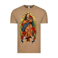 Vintage Coffee Lady of Guadalupe with Roses Vintage Tee - texasbilliewilder