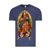 Vintage Denim Lady of Guadalupe with Roses Vintage Tee - texasbilliewilder