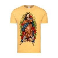 Vintage Mustard Lady of Guadalupe with Roses Vintage Tee - texasbilliewilder