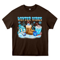 Chocolate Brown winter vibes Heavy Core Tee - MaliasSmallBusiness