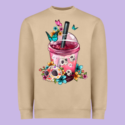 Mexican Day Of The Dead Skulls Coffee Cup Heavyweight Sweatshirt Designed By Fadigitalartstudio