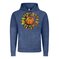 Vintage Denim Fall Sunflower with Pumpkin Vintage Hoodie - texasbilliewilder
