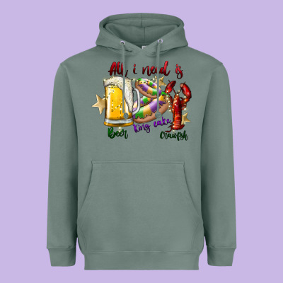 All I Need Is Beer King Cake Crawfish Heavyweight Hoodie Designed By Sublimationcraftshop
