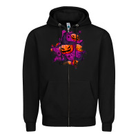 Black halloween pumpkin patch  3 Zipper Hoodie - BundleAndBundleShop