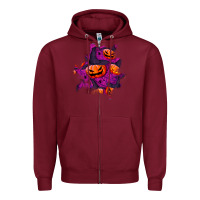 Burgundy halloween pumpkin patch  3 Zipper Hoodie - BundleAndBundleShop