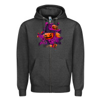 Charcoal Heather halloween pumpkin patch  3 Zipper Hoodie - BundleAndBundleShop