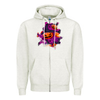 Oatmeal Heather halloween pumpkin patch  3 Zipper Hoodie - BundleAndBundleShop
