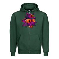Sports Green halloween pumpkin patch  3 Zipper Hoodie - BundleAndBundleShop