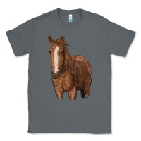 Charcoal Heather brown horse Classic Tee - RanaPortraitStore