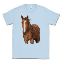 Dusty Blue brown horse Classic Tee - RanaPortraitStore