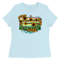 Baby Blue North Dakota State Map Ladies Tee - RanaPortraitStore