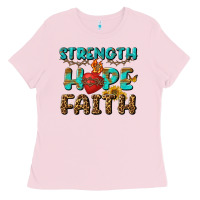 Bubblegum Pink Strength Hope Faith Ladies Tee - BundleAndBundleShop