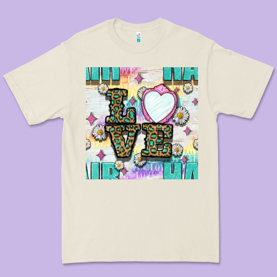 Leopard Love Hair And Mirror With Daisy Seamless Pattern Bbs Premium Tee Designed By Bundleandbundleshop