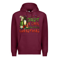 Burgundy just a girl who loves christmas Premium Hoodie - BundleAndBundleShop