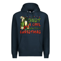 Navy just a girl who loves christmas Premium Hoodie - BundleAndBundleShop