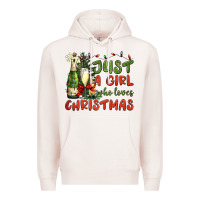 Pale Pink just a girl who loves christmas Premium Hoodie - BundleAndBundleShop