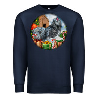 Navy ameraucana rooster christmas Premium Sweatshirt - LillyAllenDesigns