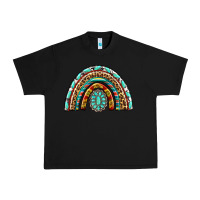 Black Western Rainbow with Leopard and Gemstone Urban Heavy Tee - texasbilliewilder