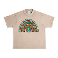 French Oak Western Rainbow with Leopard and Gemstone Urban Heavy Tee - texasbilliewilder