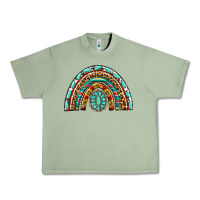 Oil Green Western Rainbow with Leopard and Gemstone Urban Heavy Tee - texasbilliewilder