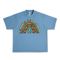 Pebble Blue Western Rainbow with Leopard and Gemstone Urban Heavy Tee - texasbilliewilder