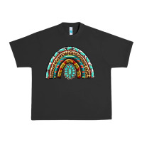 Pigment Black Western Rainbow with Leopard and Gemstone Urban Heavy Tee - texasbilliewilder