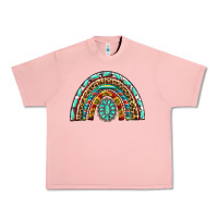Salmon Western Rainbow with Leopard and Gemstone Urban Heavy Tee - texasbilliewilder