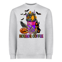 Heather Grey Horror Coffee Heavyweight Sweatshirt - FaDigitalArtStudio