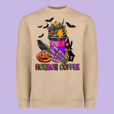 Horror Coffee Heavyweight Sweatshirt Designed By Fadigitalartstudio