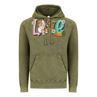Vintage Olive Love Easter Rabbit Vintage Hoodie - NancyCooperArtShop