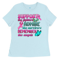 Baby Blue Support The Lighters Admire The Survivors Remember The Angels Ladies Tee - BundleAndBundleShop