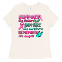 Bone Support The Lighters Admire The Survivors Remember The Angels Ladies Tee - BundleAndBundleShop