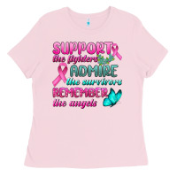 Bubblegum Pink Support The Lighters Admire The Survivors Remember The Angels Ladies Tee - BundleAndBundleShop