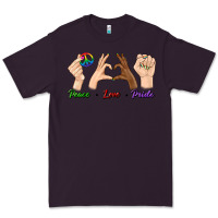 Plum Peace Love Pride Premium Tee - BundleAndBundleShop